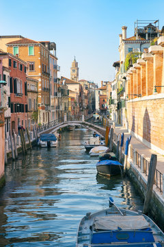 Scenic Sunset Scene Venice Italy Canal 