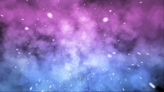 Seamlessly loop-able purple and blue cloudscape with beautiful snow falling