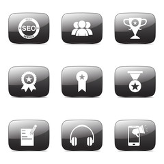 SEO Internet Sign Square Vector Black Icon Design Set 9