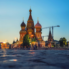 Saint Basil Cathedral in Moscow, Russia at sunset