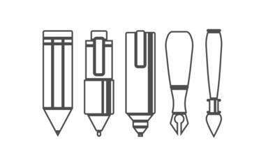 set of drawing and writing tools