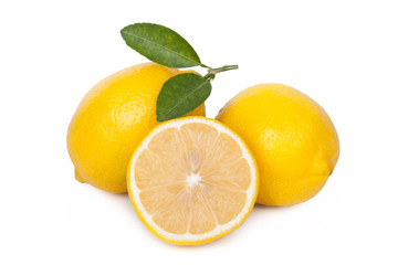 Naklejka na ściany i meble Fresh lemon isolated on white background