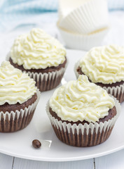 Chocolate cupcakes with ricotta cheese frosting
