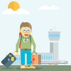 Travel vacation flat design set. Vector concept illustration. 