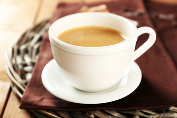 Cup of coffee on table, closeup