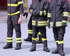 boots of italian firefighters inthe fire station