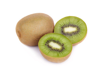 Sliced kiwi fruit isolated on white background