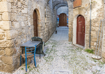 Street in Rhodes old town, Greece