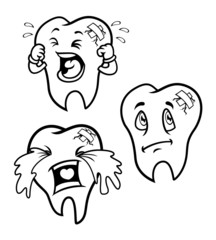 set of cartoon toothache