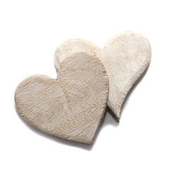 deux cœurs en bois blanc 