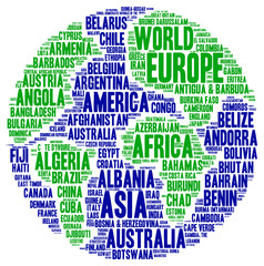 World  with country names - word cloud