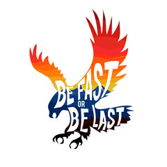 Flying eagle with colorful sky and beautiful mountains landscape inside