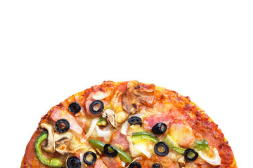 Tasty, flavorful pizza isolated on white  with clipping path