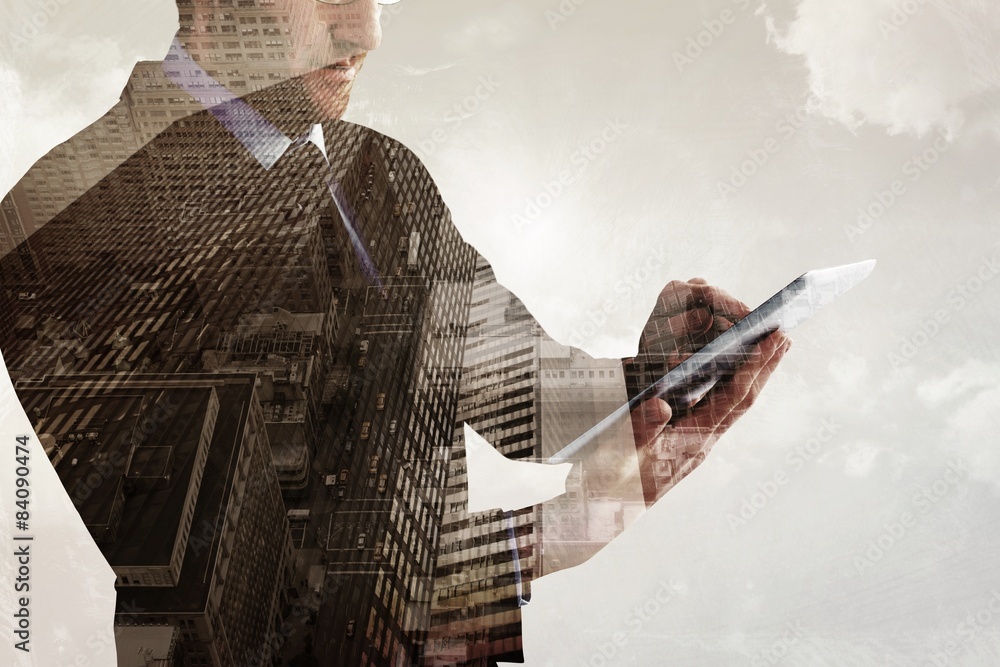 Poster composite image of mid section of a businessman