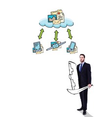 Composite image of corporate warrior