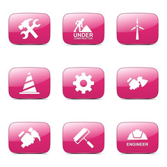 Construction Tools Square Vector Pink Icon Design Set 2