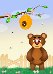 funny bear with bees