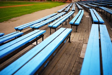 Obraz premium Empty blue color stadium seats