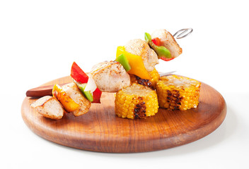 Chicken Shish kebab and sweet corn
