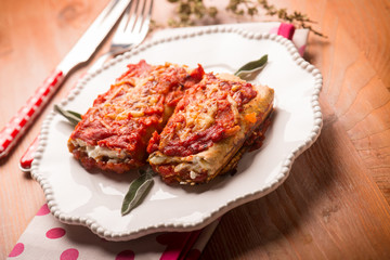 Italian lasagne,selective focus
