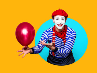 Man dressed as an old woman. Make your photo on your phone