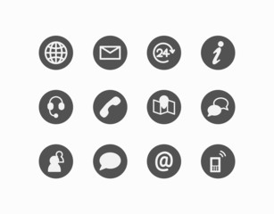 Flaches Iconset: Kommunikation und Kontaktaufnahme (Dunkelgrau)