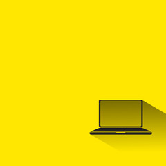 Laptop flat icon. Modern flat icons with long shadow.