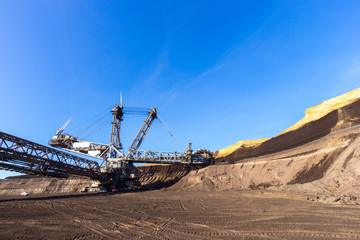 Bucket-wheel excavator in a brown coal open-pit mine