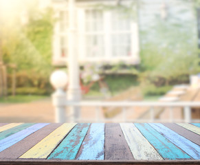 Table Top And Blur Building Background