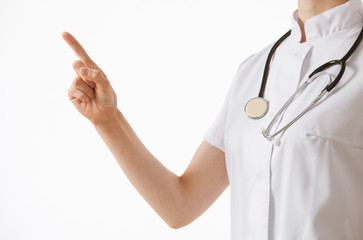 Unrecognizable doctor indicating the something