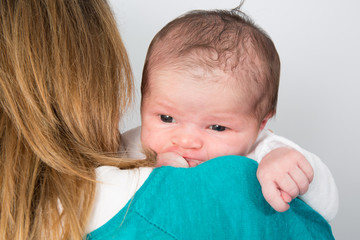 Portrait of angelic baby and her mother