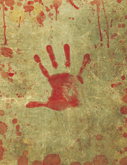 Bloody Hand Print Blood Splattered Background