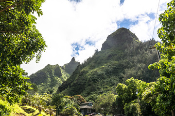 Makana Mountain view from Limahuli Valley, Kauai, Hawaii