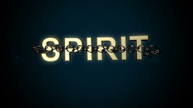 Animated concept of Spirit text breaking free from chains.