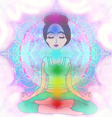 Yoga girl in lotus position
