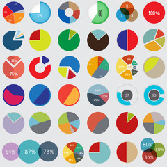  pie chart set icon, business elements and statistics