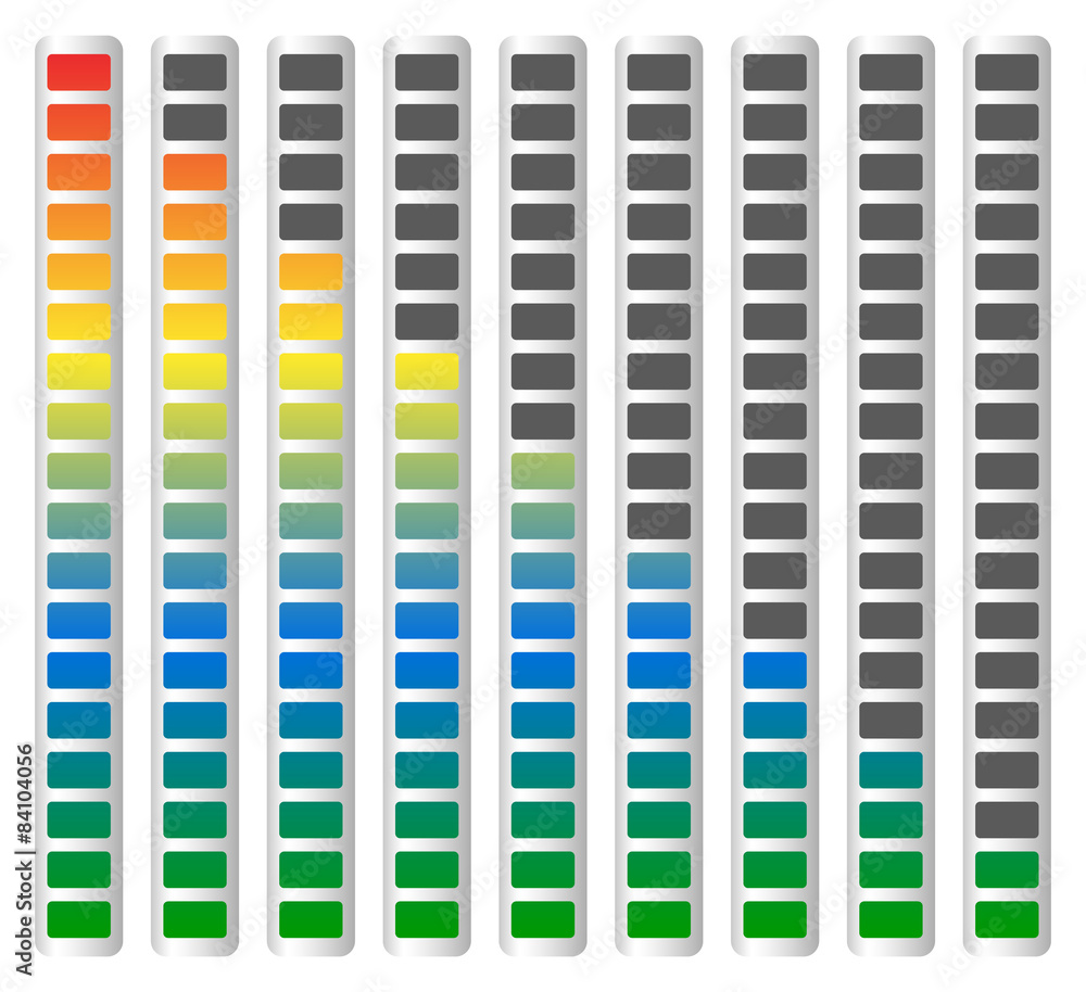 Poster Level or generic progress indicators with units. Vector.