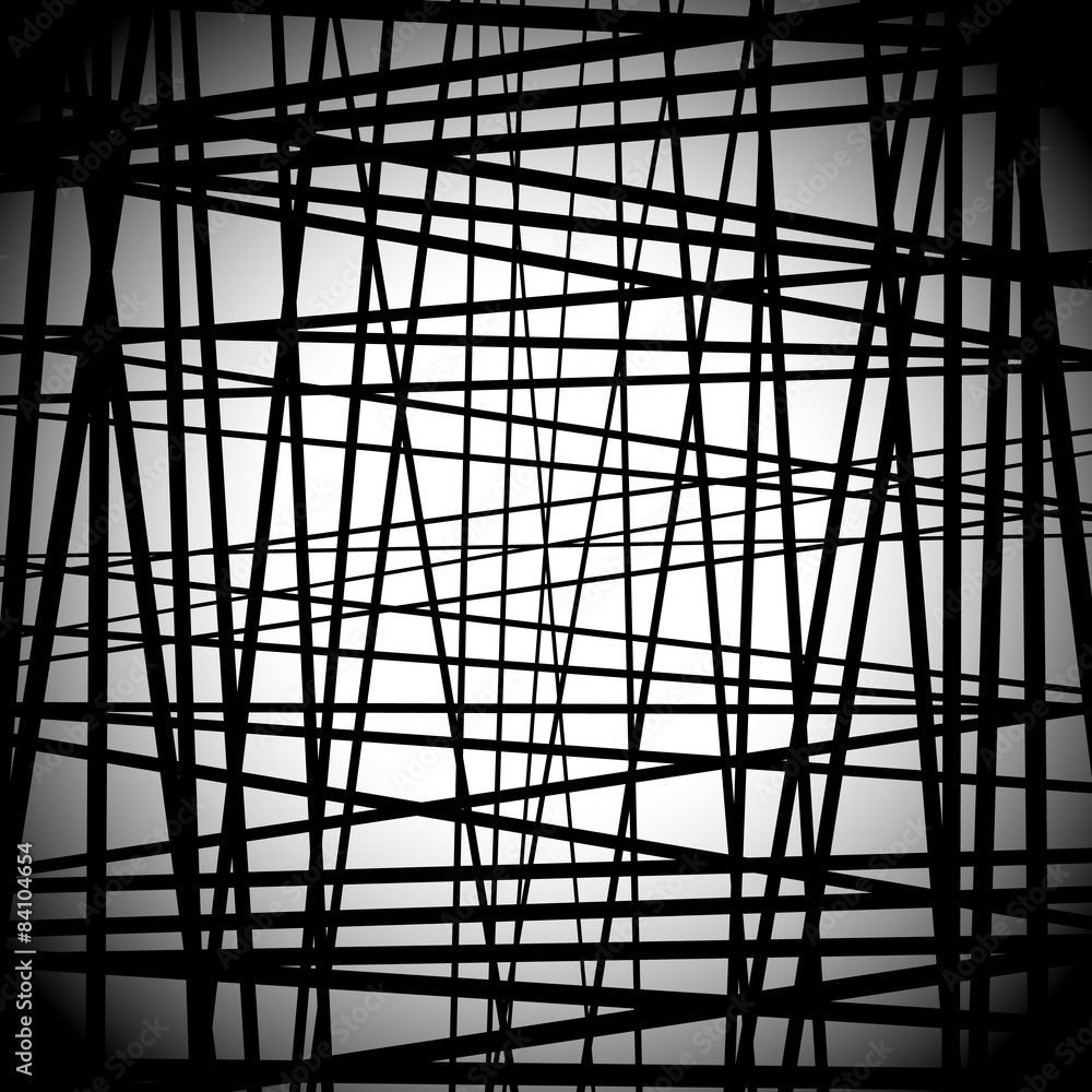 Poster Abstract black and white art with random lines. Editable.