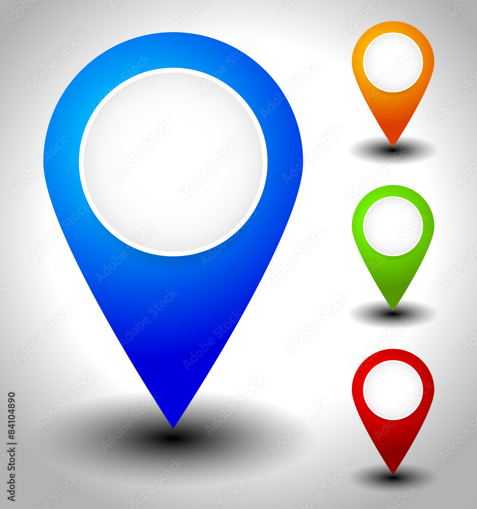 Aufkleber colorful map marker, map pin icons with blank circles
