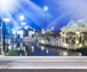 Table Top And Blur Building Background