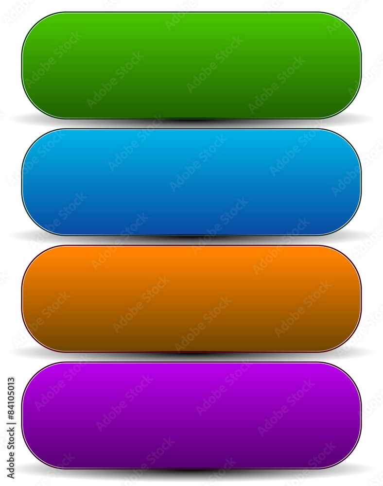 Poster Horizontal buttons with blank space, rounded colorful button, ba
