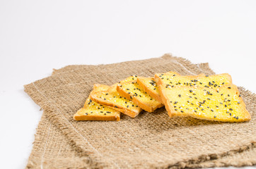 crisp bread with margarine and sesame