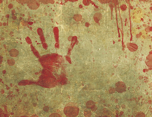 Bloody Hand Print Blood Splattered and Stained Background