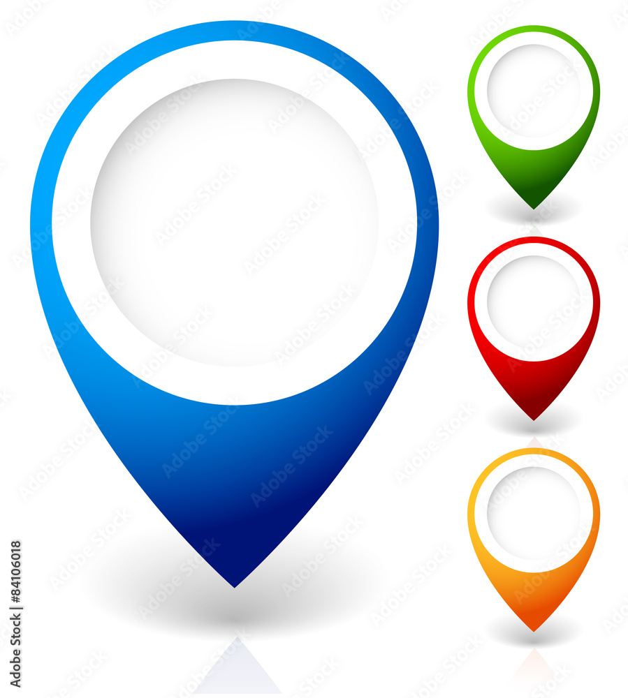Aufkleber set of vector map markers, with various colors