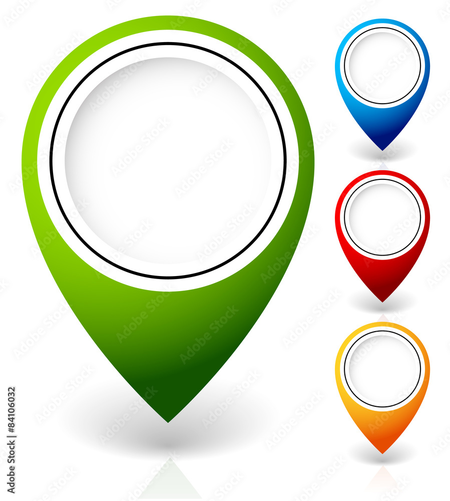 Aufkleber set of vector map markers, with various colors