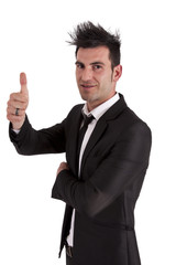 man in a suit with symbol ok