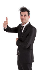 man in a suit with symbol ok