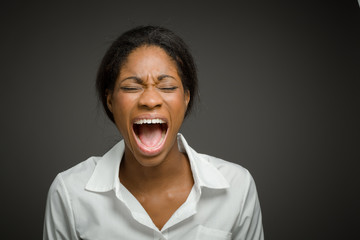 Furious model screaming