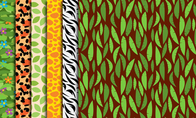 Seamless, Tileable Jungle Themed Background Patterns