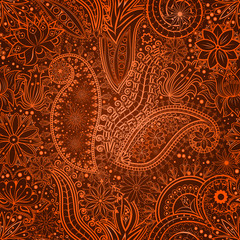 Vintage floral motif ethnic seamless background.